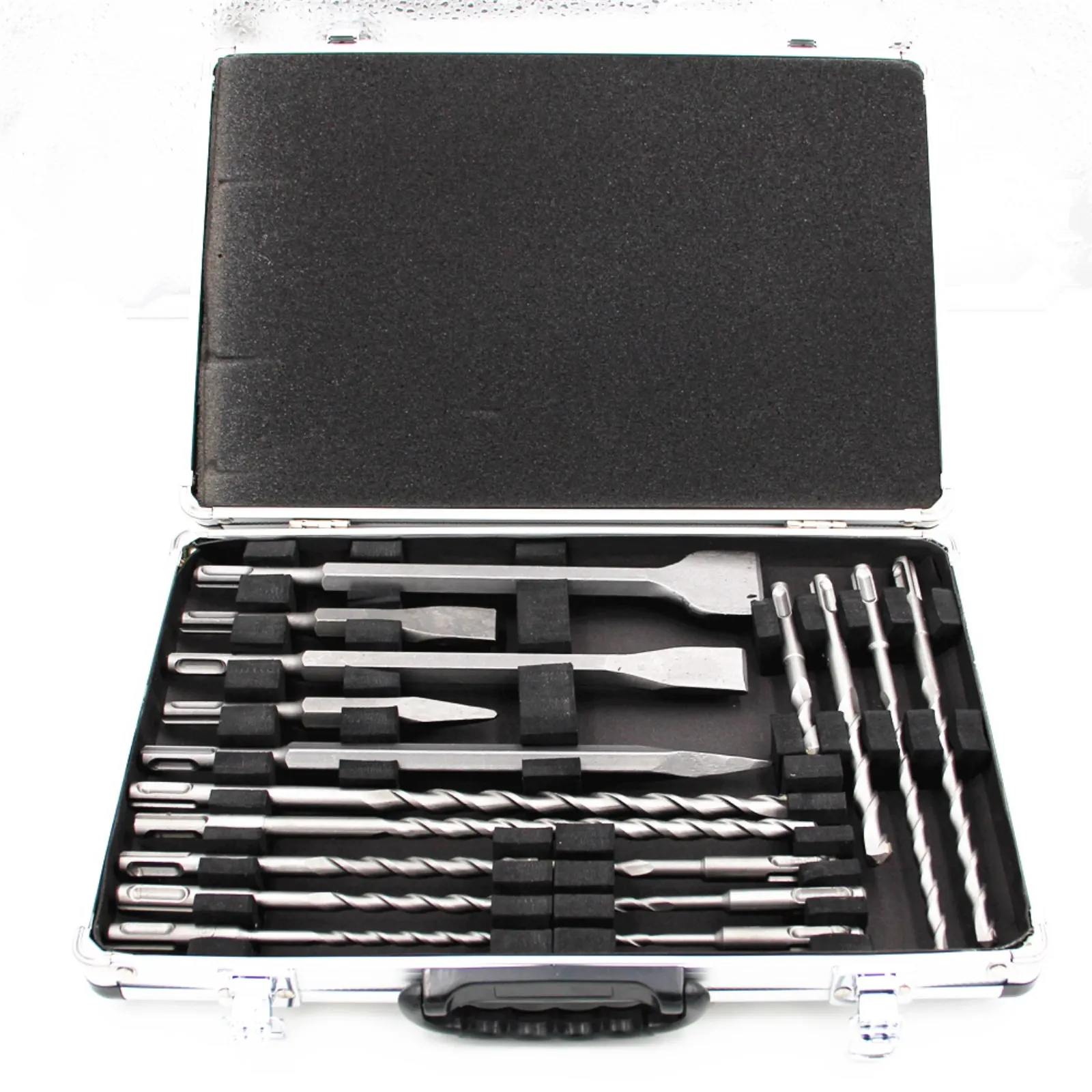 

17pcs Electric Hammer Drill Point Chisel Flat Aluminum Box Suit SDS Impact Drill Wall Hole Chisel Reaming Tool Carpentry Tools