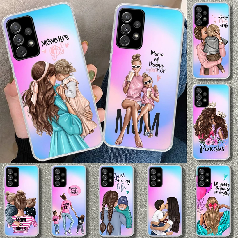 Woman Fashion Girl Super Mom Baby Phone Case for Samsung Galaxy A15 A25 A35 A55 A14 A24 A34 A54 A04S A13 A23 A33 A53 A03S A52 A1