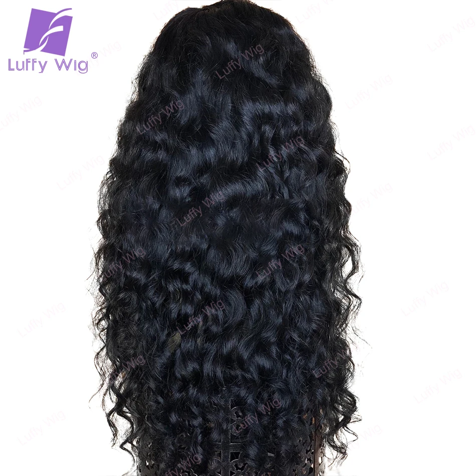 Loose Curly Wigs Human Hair With Bangs Brazilian Remy Hair Scalp Top Curly Bang Wig Glueles 200 Density For Black Women Luffy