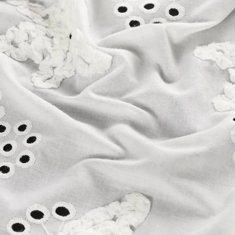 

Pure Cotton Embroidered Fabric 3D Braided Eyelet Dress Sewing Lace Fabric