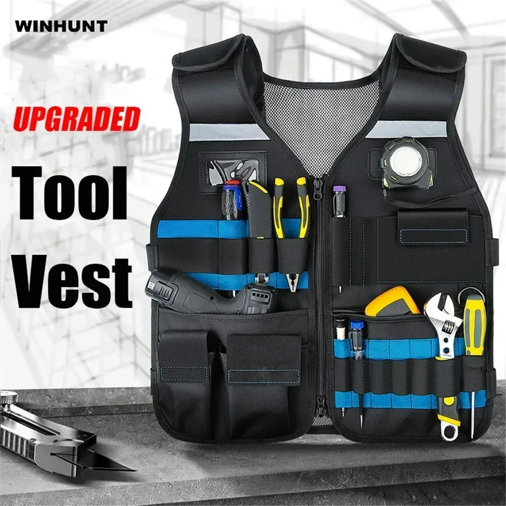 

New Tool Vest Multi-pocket Ground Breathable for Electrician Carpenters Thicken Work High Above with Tool Storage Organizer
