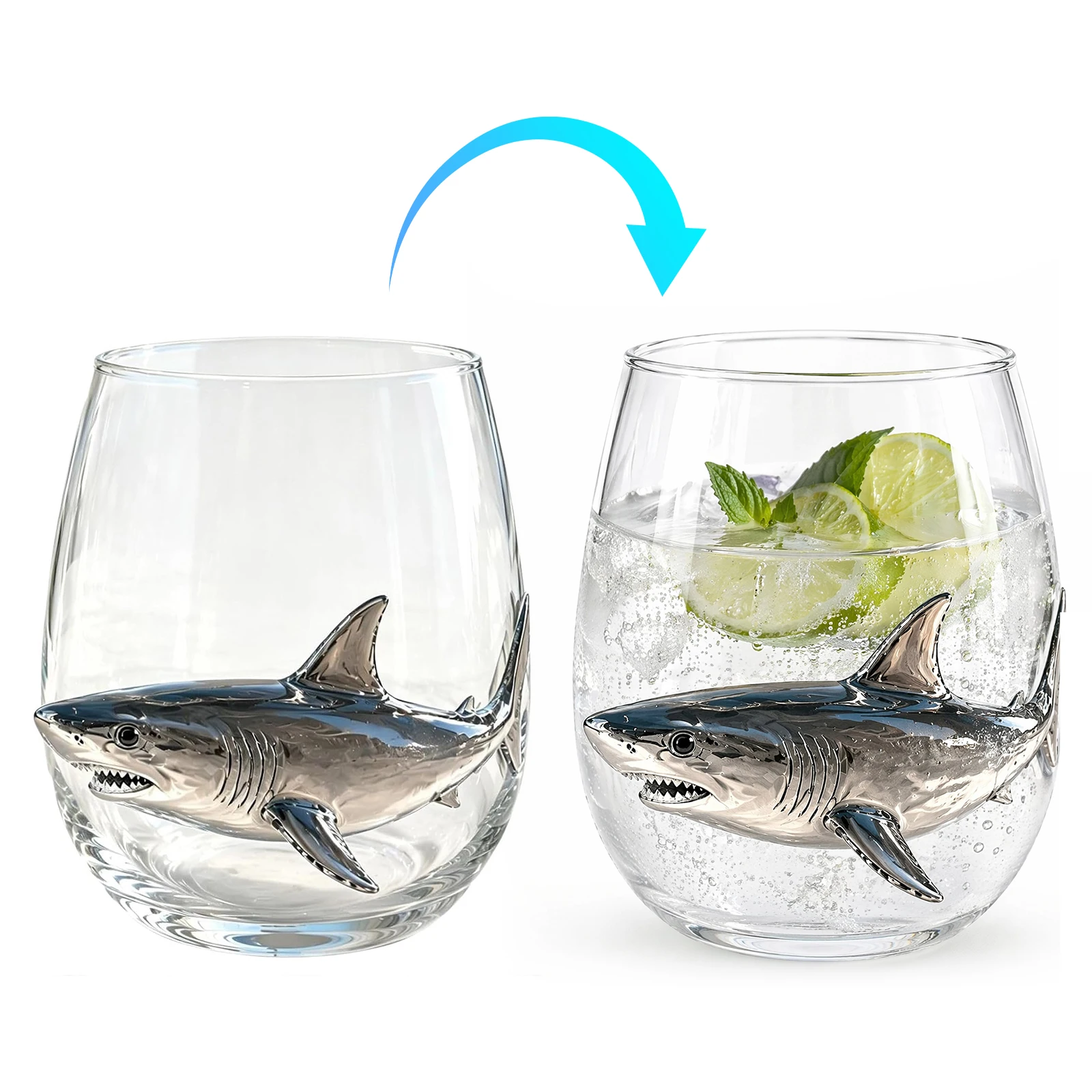Handcrafted Marine Animal Bar Glass 12 Oz Novelty Drinking Glass Home Decor Sea Themed Tumbler Cup for Coastal Ocean Lovers