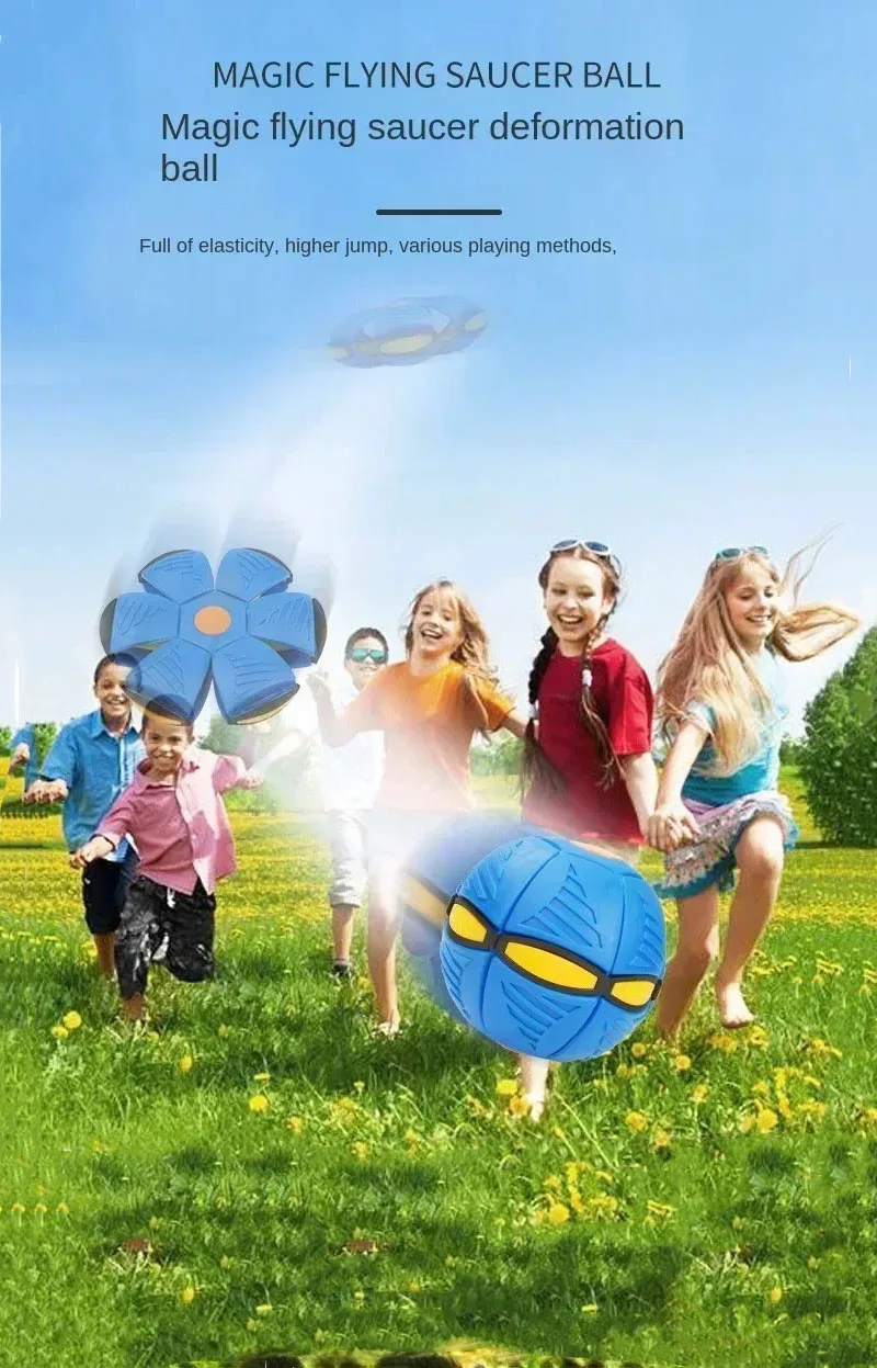 Magic Flying Disc Ball For Kids Step On Deformation Bouncing Jumping Toy Interactive Sensory Outdoor Play Sports Gift