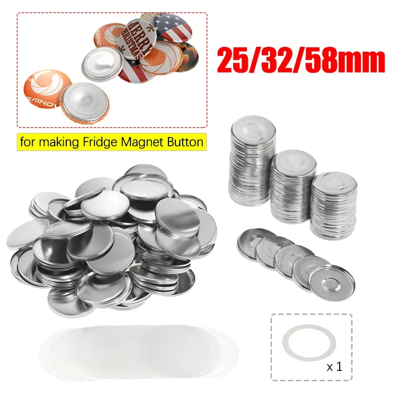 100pcs 25/32/37/44/58mm Magnet Fridge Button Parts DIY Making Refrigerator Button Badge Accessories DIY Supplies