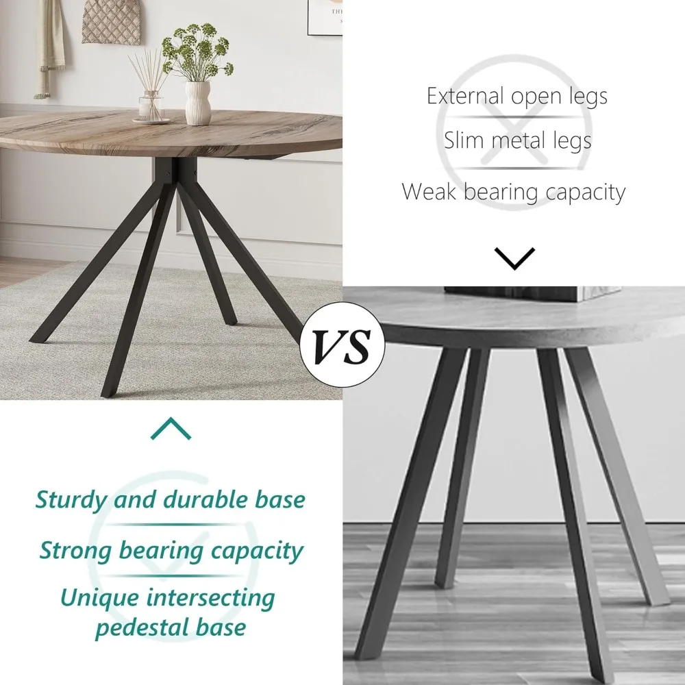 Round Table Set for 4-6 Person, 35.5" Wooden Dining Table Set, Modern Kitchen Table with Upholstered Chairs