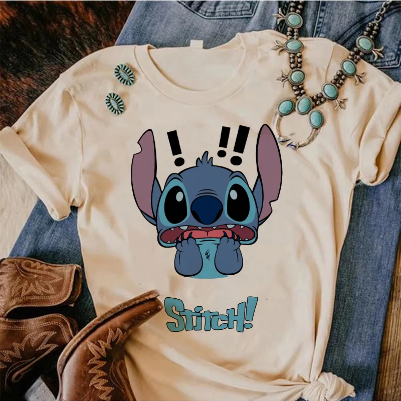 Gothic Sweet Shirt Disney Lilo Stitch Cartoon T Shirt Stitch Cute Manga T-shirt Y2k Graphic Tshirt Top Tee Clothes