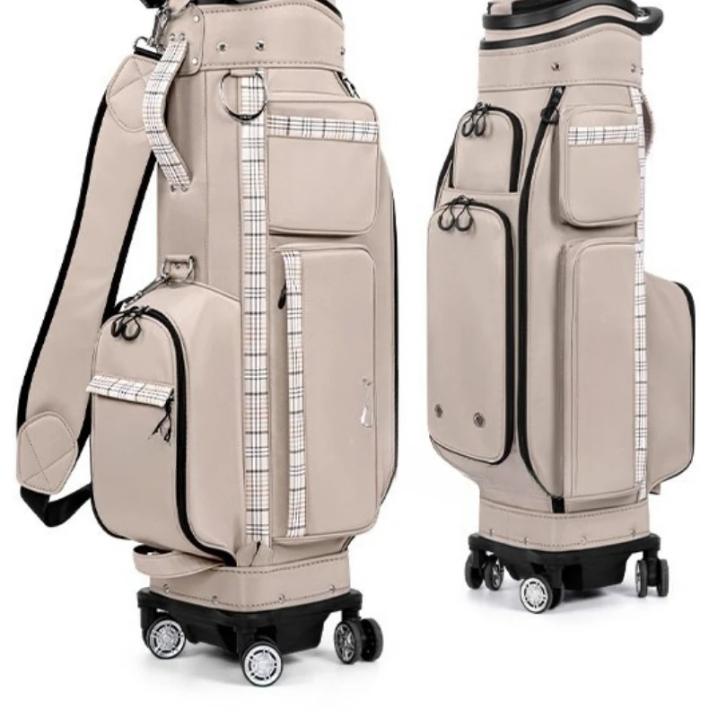 Golf bag, men's and women's checked air bag, hard shell telescopic ball bag, universal four-wheel, elegant and fashionable city