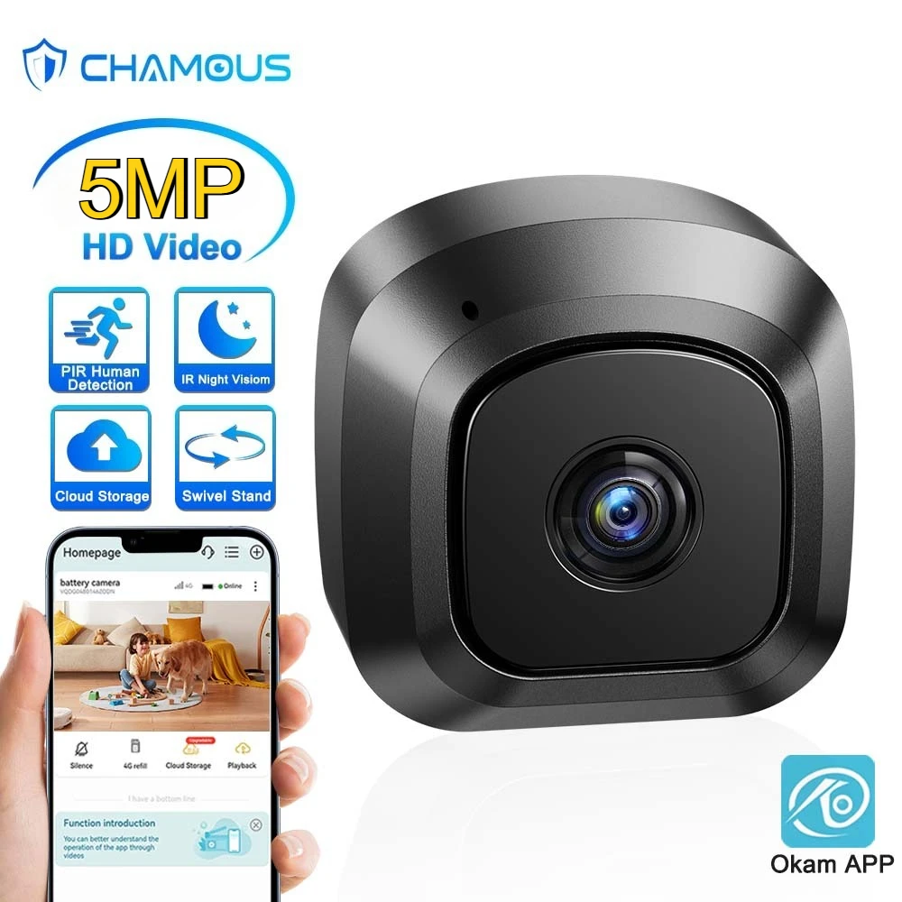 

5-мегапиксельная мини-камера со встроенным аккумулятором, Wi-Fi, обнаружение человека, небольшой рекордер, защита умного дома, видеонаблюдение, приложение O-KAM