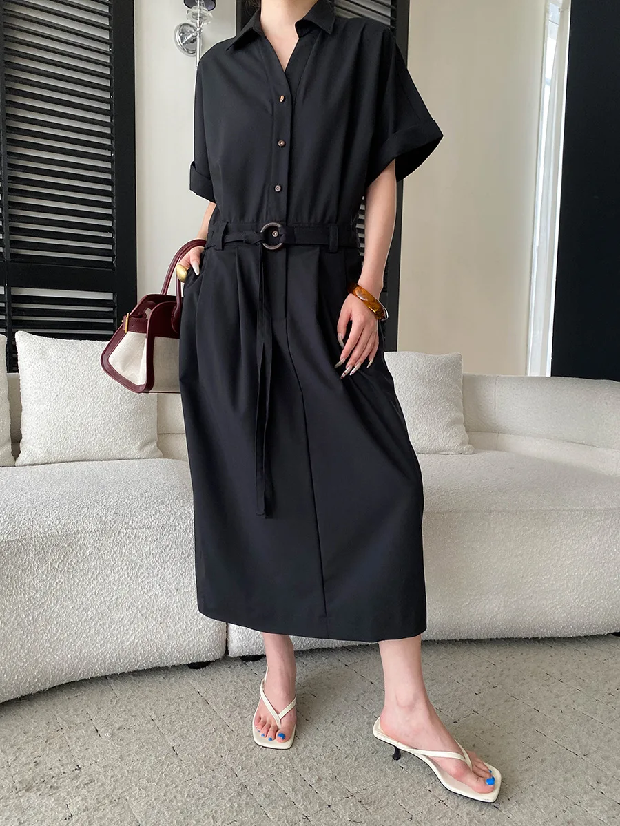 Frühlings- und Sommerkleid für Damen, lässig, einfarbig, bequem, tailliert, figurbetont. – Detail 3