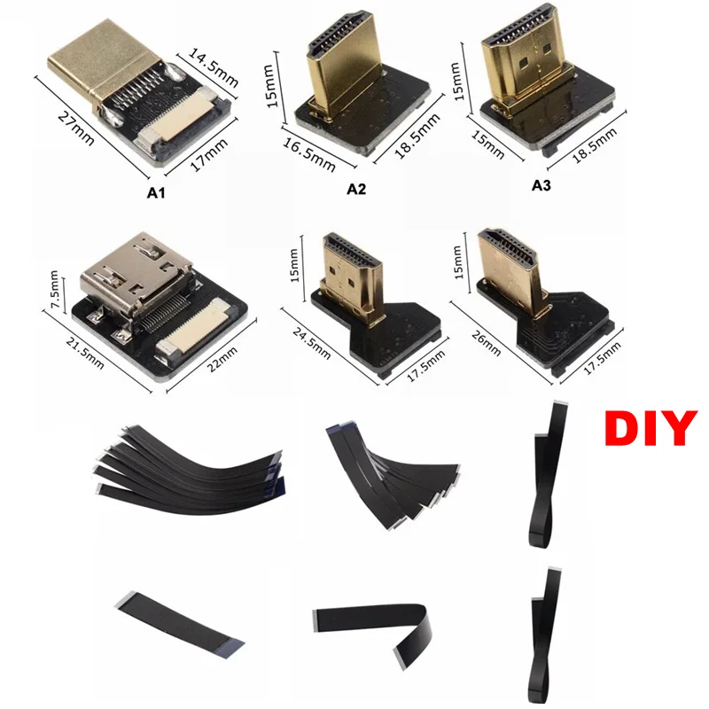 كابل مسطح متوافق مع HDMI للتصوير الجوي ، 20P مولتيكوبتر ، 1080 P ، زاوية أسفل ، اكتب ذكر ، زاوية صعودا وهبوطا ، HDTV FPC ، DIY بها بنفسك