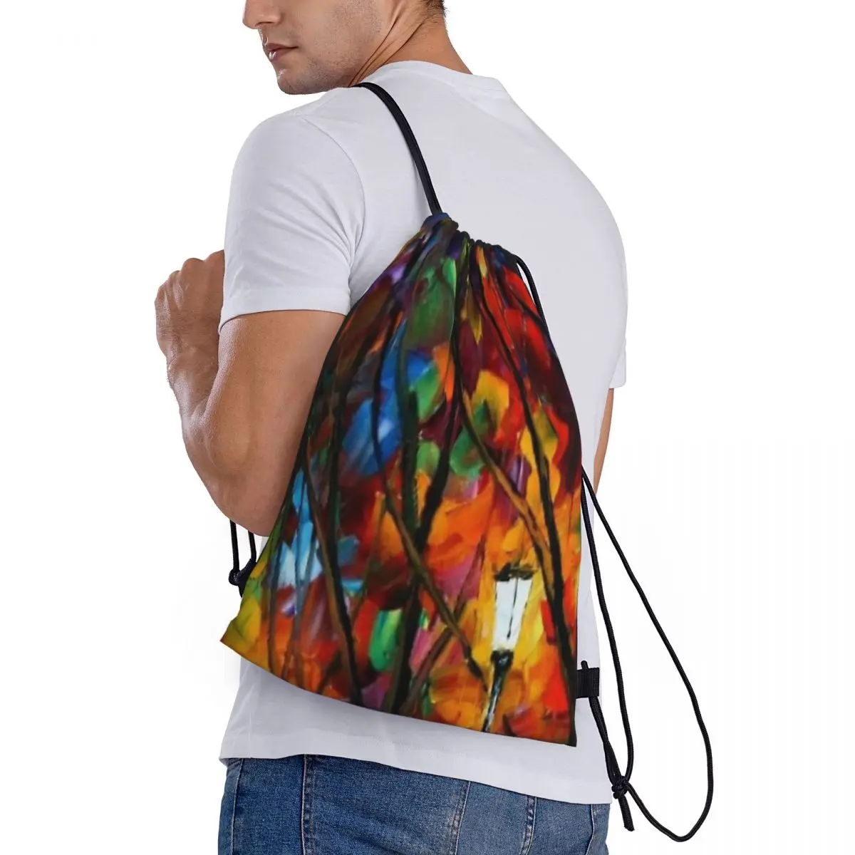 Leonid Afremov-mochila impermeable con nombre personalizado, mochila con cordón para deportes de natación y playa al aire libre, organizador de despedida de la ira, almacenamiento de gimnasio