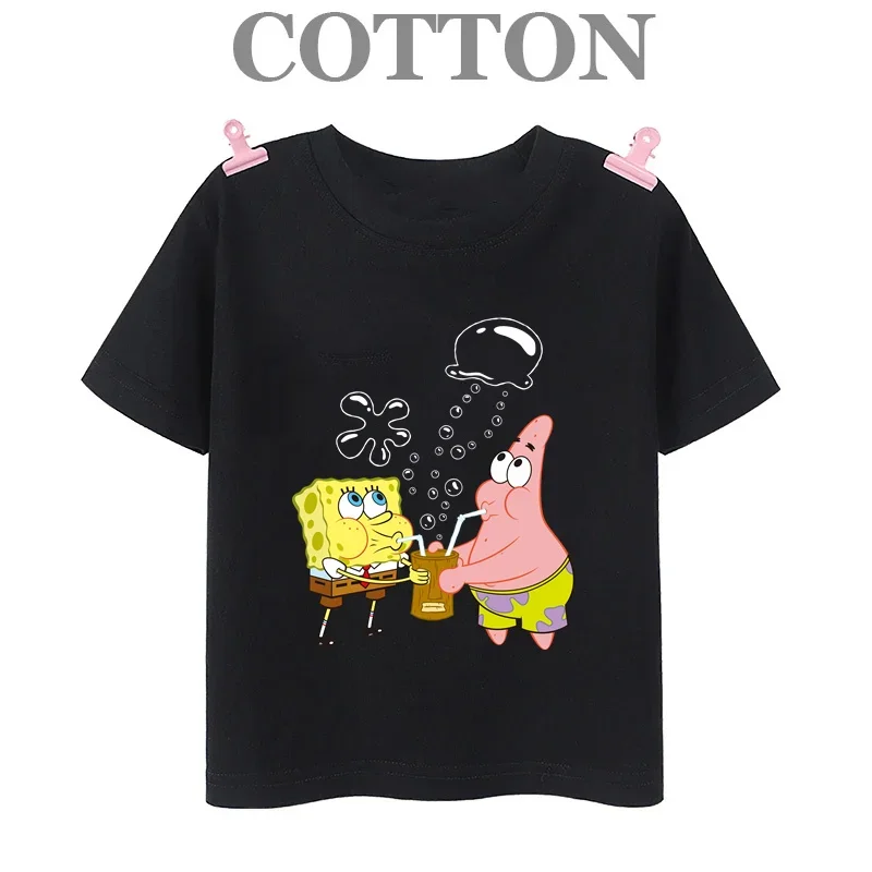 SpongeBob SquarePants children's short sleeved cute clothes, cotton T-shirts cartoon children's tops