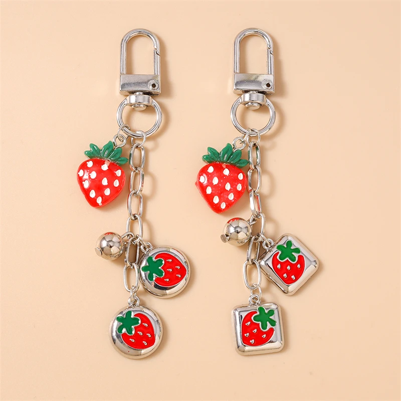 Modische handgefertigte Frucht-Schlüsselanhänger, rote Kirsche, Erdbeer-Anhänger, Schlüsselanhänger für Autoschlüssel, Damen- und Herrenhandtaschen, DIY-Geschenke – Detail 22