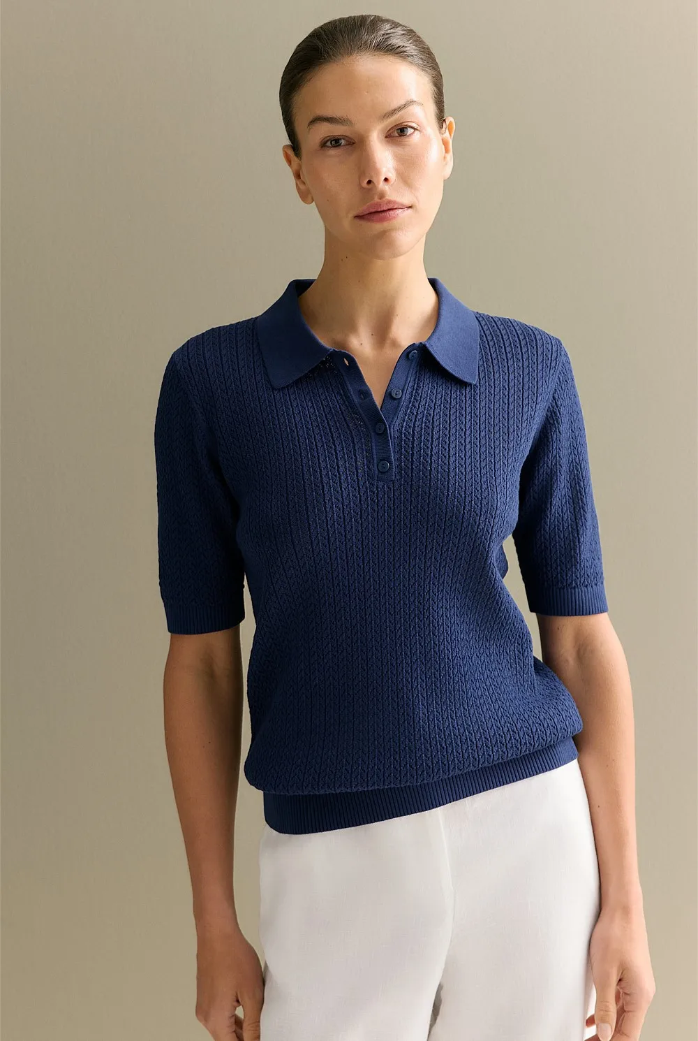 Women Solid Hollow Knitted T-shirt Short Sleeve Lady Elegant Loose Lapel Hot Tops 2026 Spring Summer Casual New Sweater Top 17 S7d08768d5d8048898c1f7ee40e7f602ak