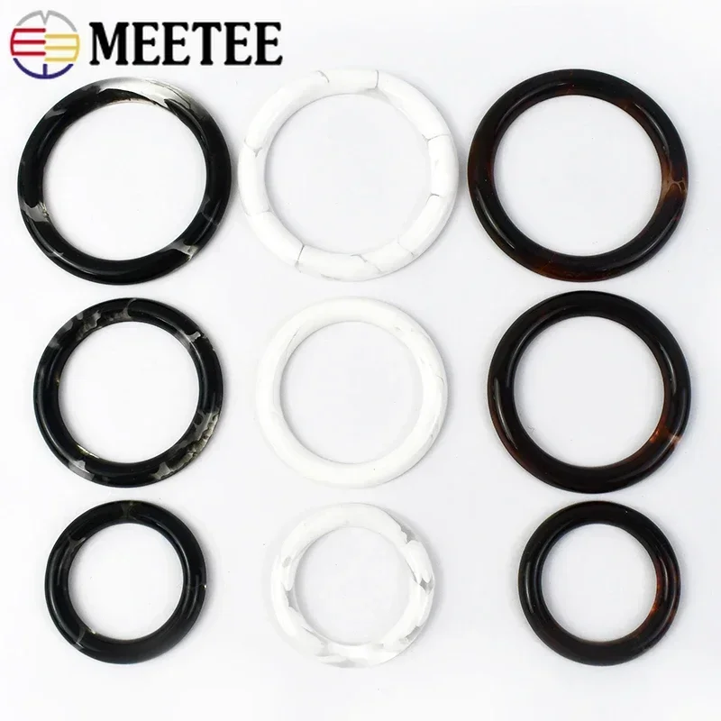 10/20pcs Meetee 3-4.5cm Round O Ring Resin Buckle Buttons Women Scarves Belt Buckles Ribbon Slider for Garment Clothes Bag Decor