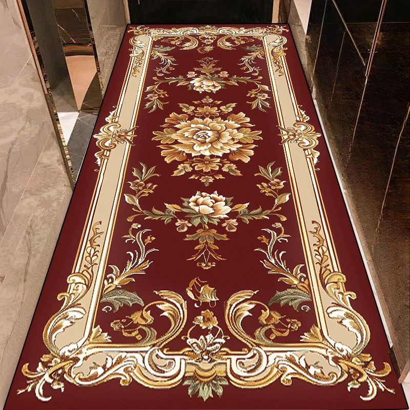 Luxury European Style Hallway Carpet Living Room Long Corridor Carpet Home Hall Runner Floor Mat Bedroom Bedside Cloakroom Rugs