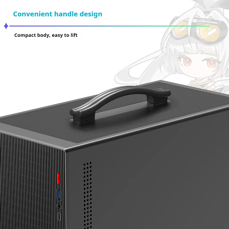 حقيبة ألعاب PC X-Gamerx M1 PC من Power Train M-ATX حافظة كمبيوتر صغيرة محمولة شفافة من الزجاج ATX SFX مزود طاقة #6