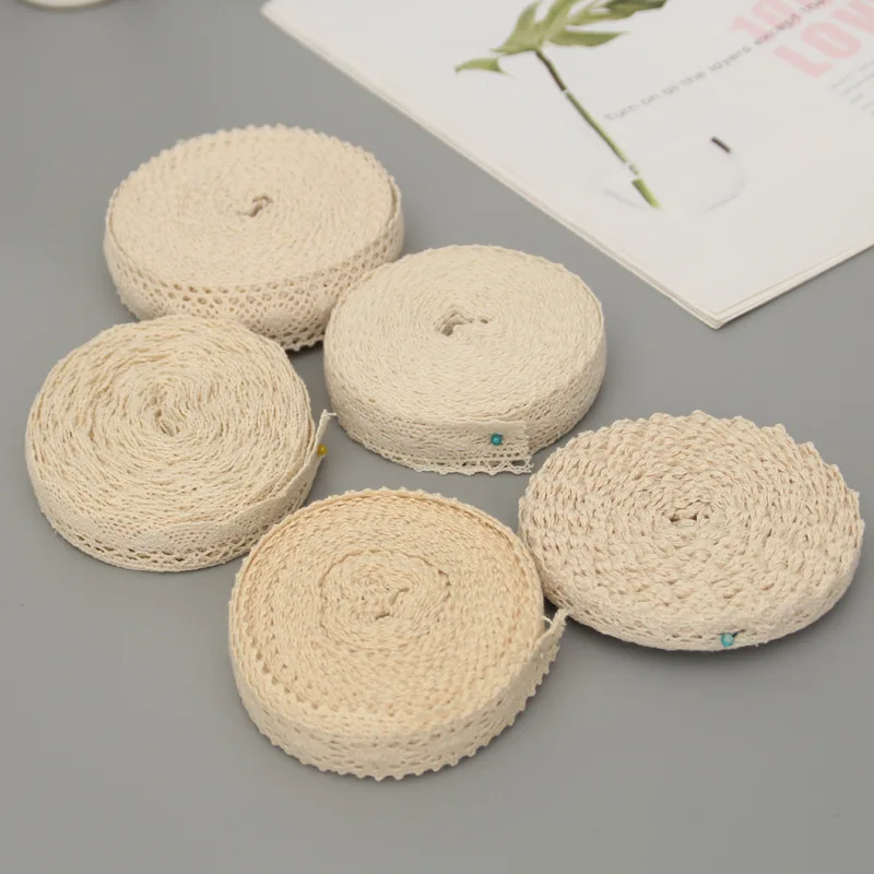 5 ياردة القطن الدانتيل تقليم الشريط البيج الخياطة تقليم شريطة من الدانتيل الكروشيه أقمشة الدانتيل DIY بها بنفسك حفل زفاف الحرفية هدية ديكور