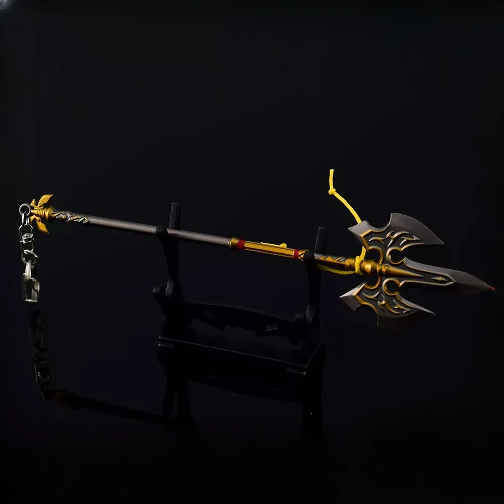 Tears of The Kingdom Weapon Gun Link Spear of Royal Halberd 21cm Game Spear Metal Weapon Model Keychains Gifts Toys for Boys