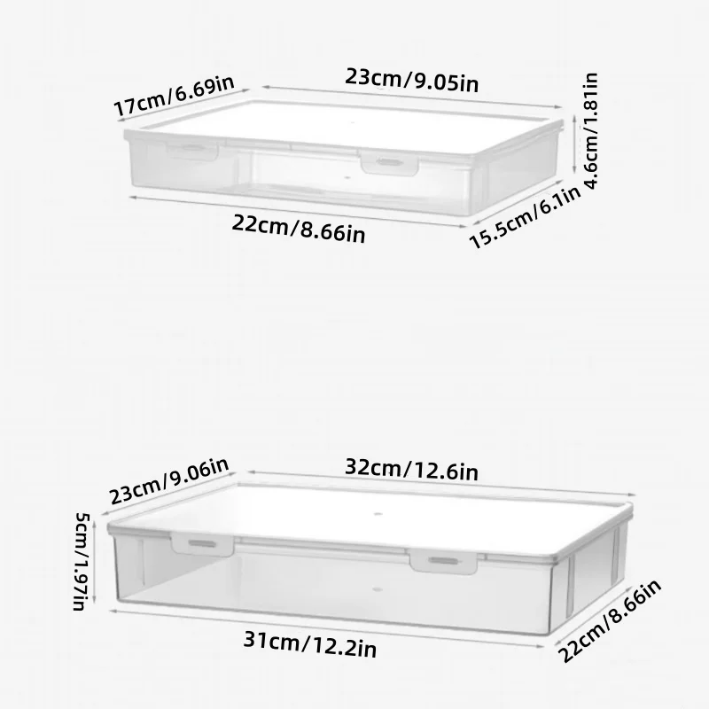 2-Piece Set/Household Document Storage Box, Transparent Stackable File Box, Dust-Proof Storage Box for Certificates and Receipts