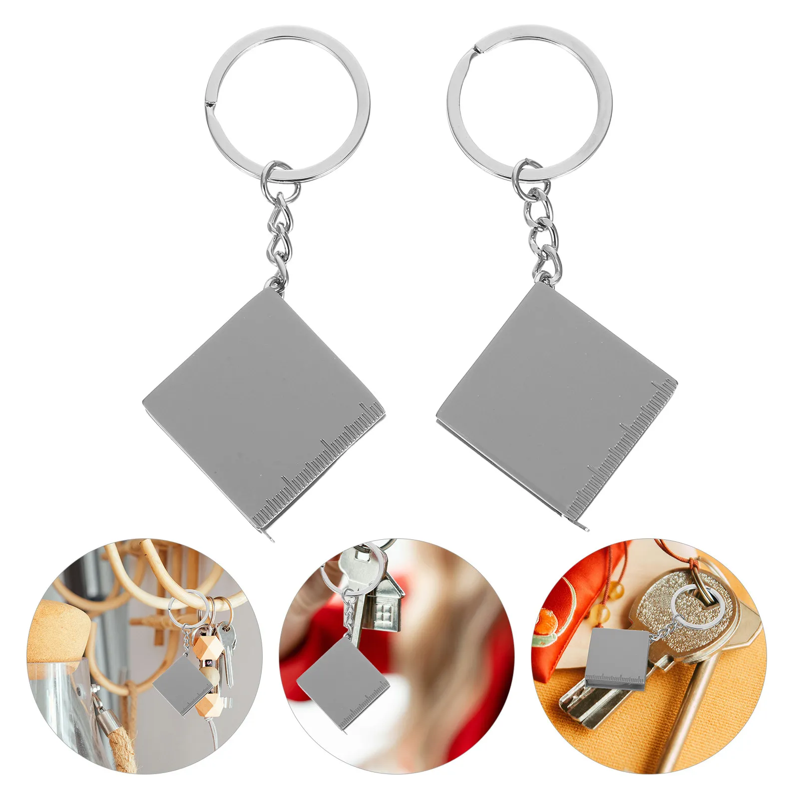 2Pcs Pocket Measuring Tape Keychain Retractable Mini Square Double Scale Ruler Portable Tape Measure for DIY Tailoring Crafts
