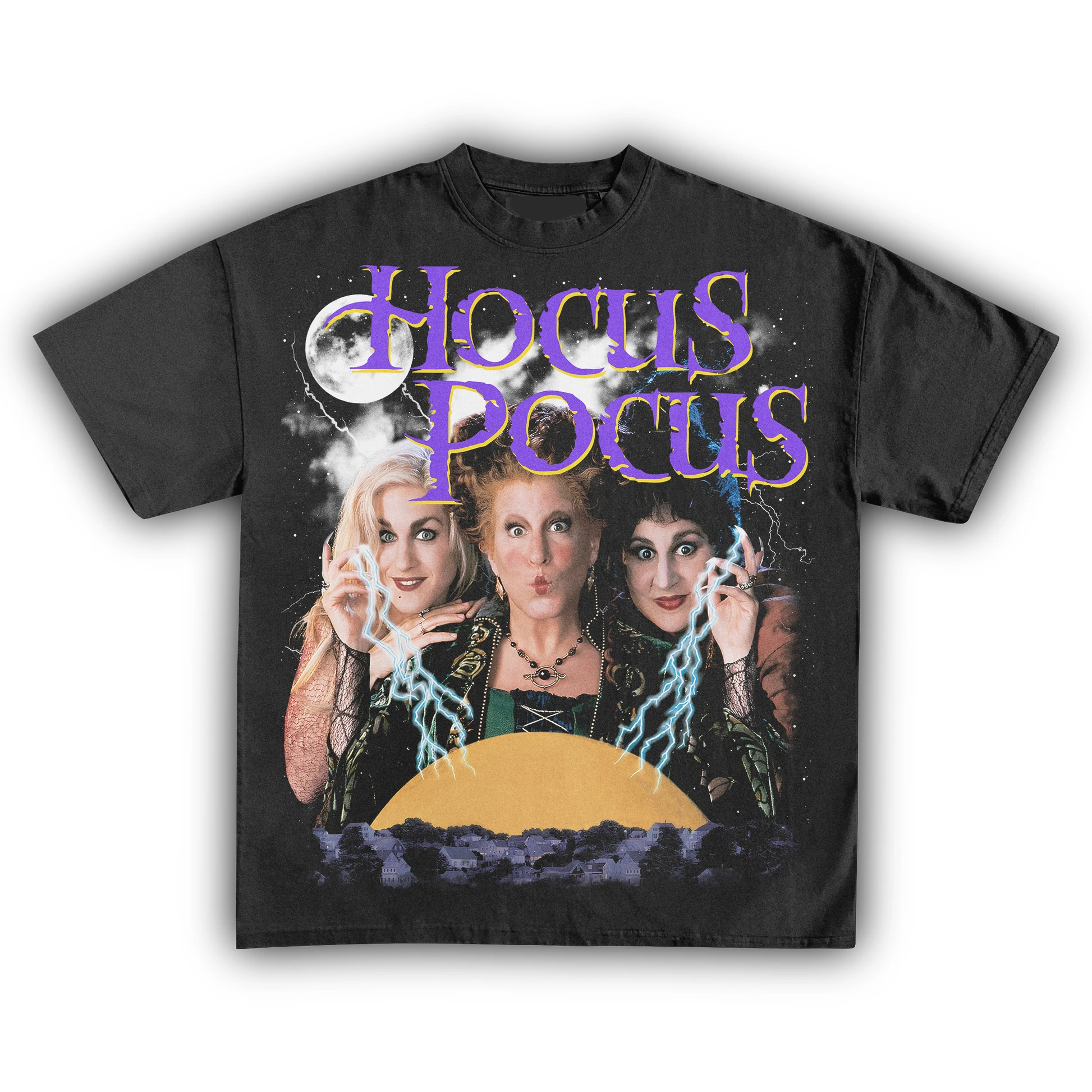 Camiseta retrô Hocus Pocus com estampa de bruxa para homens e mulheres, camiseta vintage com estampa das irmãs Sanderson