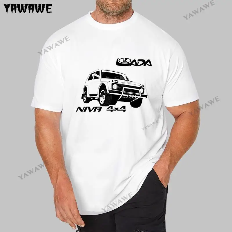 man brand summer t shirt Lada Niva 4X4 Off Road Russsische Car Auto Suv Vintage men cotton casual tee shirt Short Sleeve tops