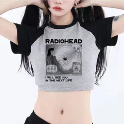 radiohead 90s fairy grunge goth crop top Female Harajuku trashy vintage kawai tshirt crop top