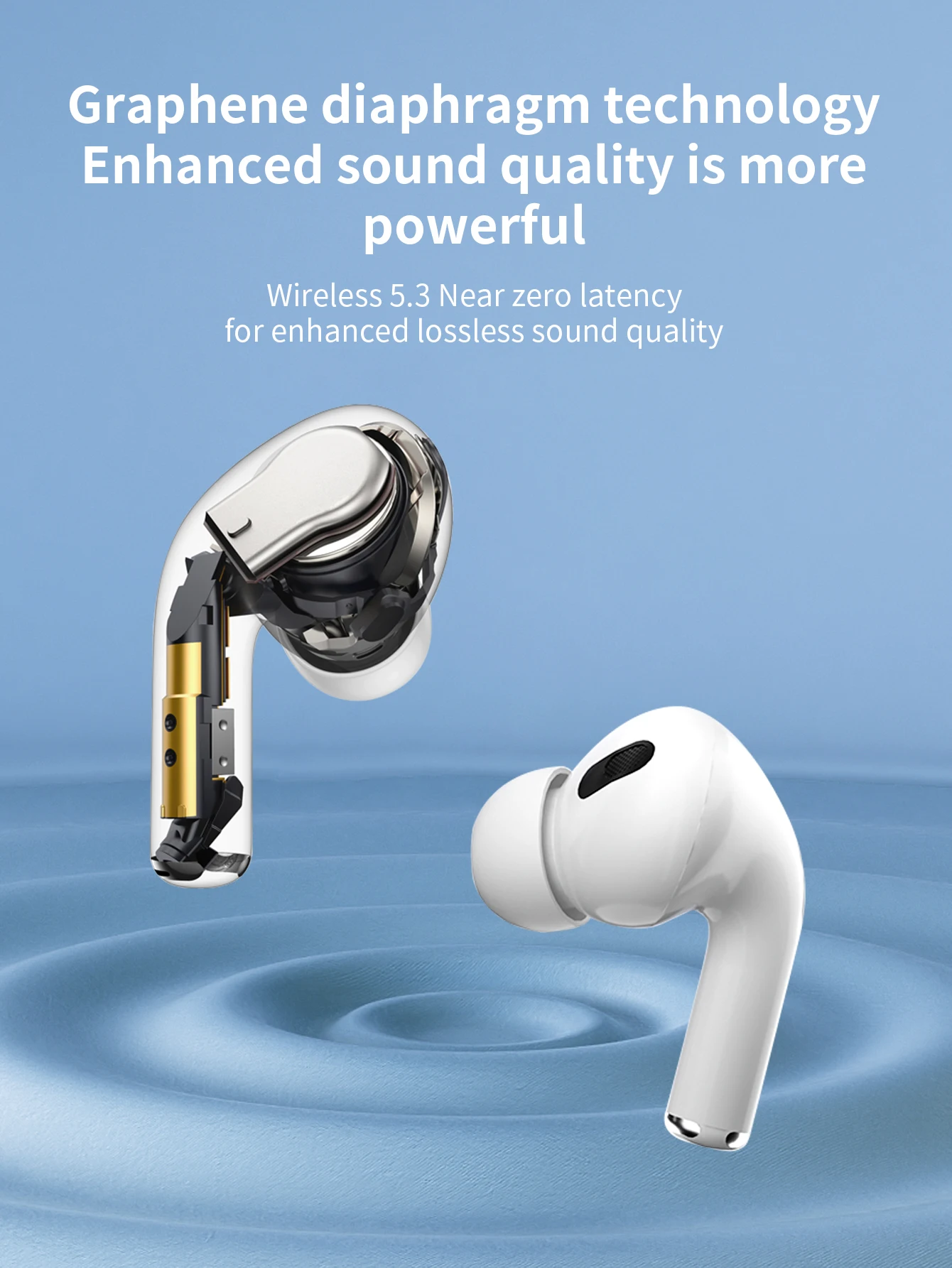 سماعات اير برو اللاسلكية TWS بلوتوث 5.3 شاشة ديجيتال HD HiFi ستيريو مع علبة شحن ميكروفون لجميع الهواتف الذكية #2