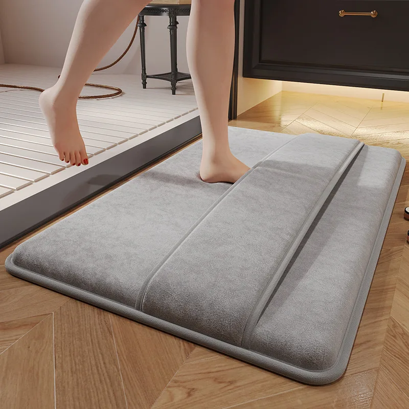 Memory Foam Solid Color Bathroom Mat Floor Mat Indoor Non Slip Door Mat Dirt Trap Absorbs Water Comfortable Bathroom Mats