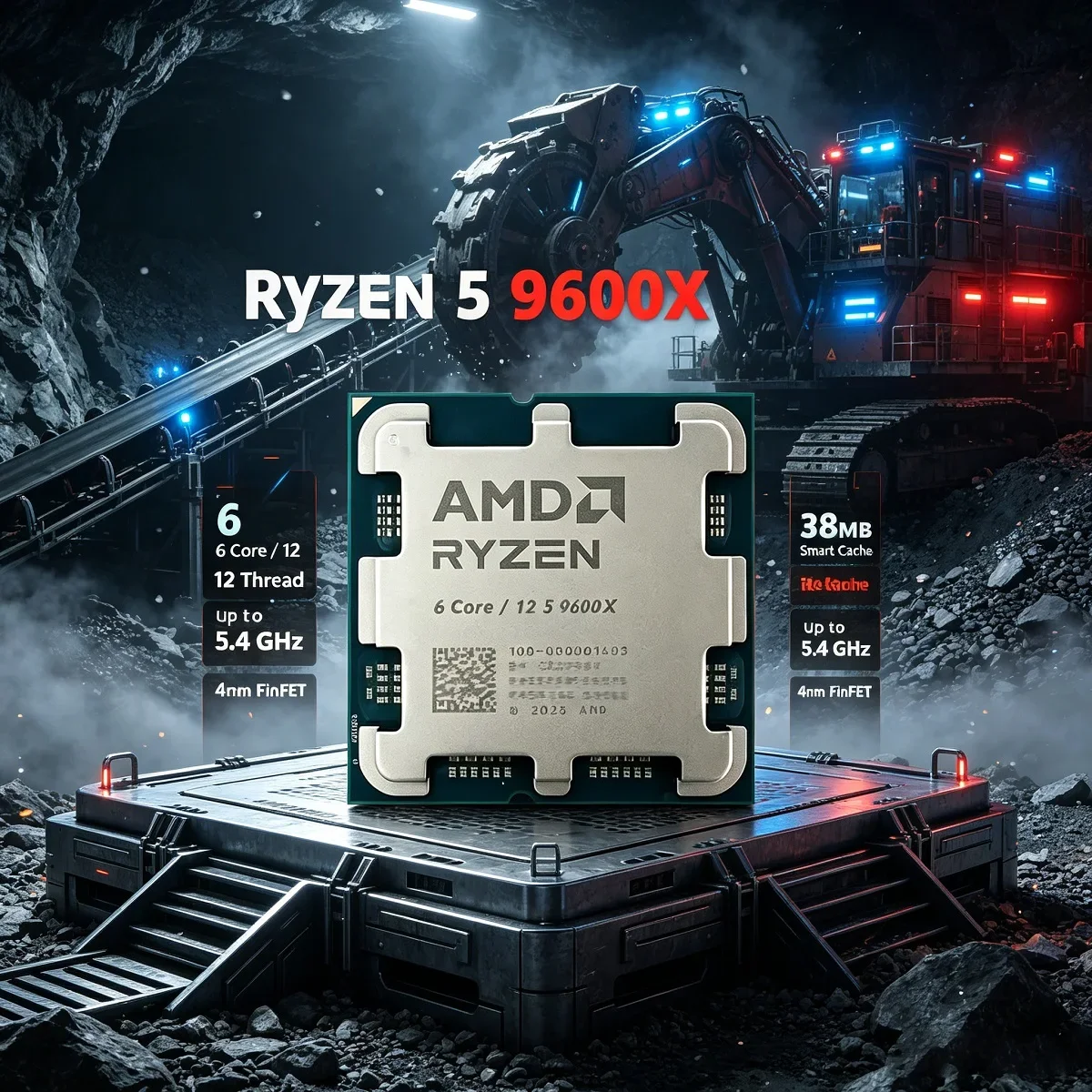 

AMD Ryzen 5 9600X Processor 5.4GHz R5 9600X New 6-Core 12-Thread 38MB Game Cache 4NM TDP 65W Socket AM5 Gaming CPU Zen 5