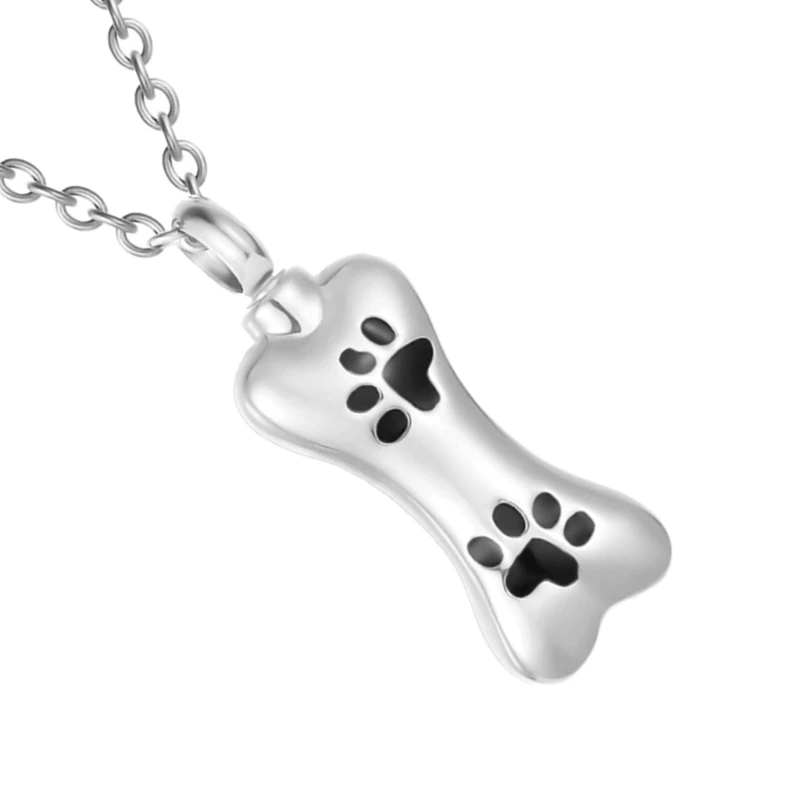 Collane creative con urna per gioielli per cremazione animali domestici per ceneri, medaglione a forma osso, spedizione