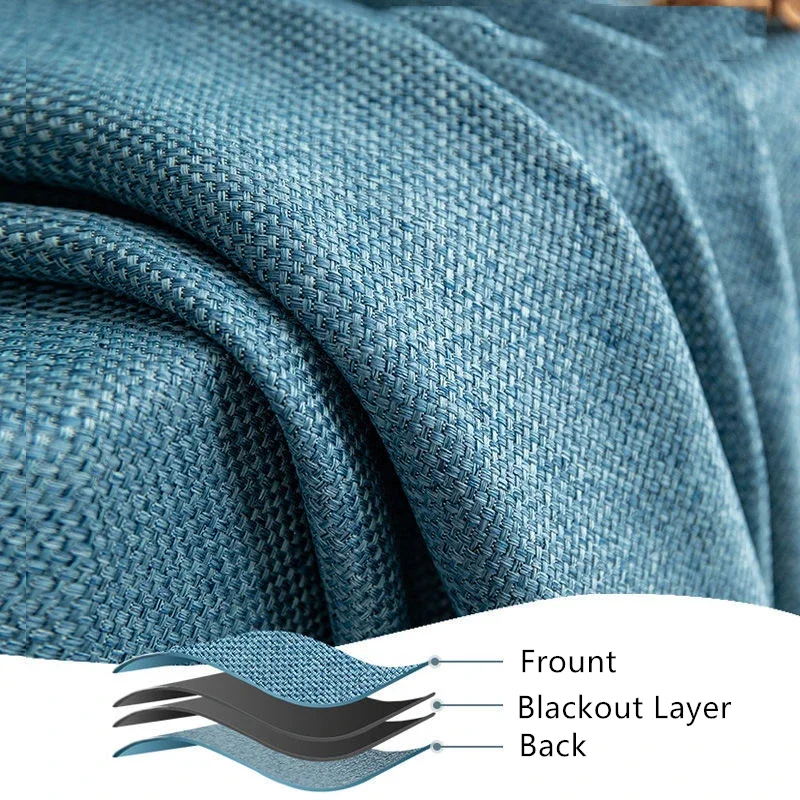 350cm Height Custom Made Thickened Solid Color Faux Linen Curtain 80%-90% Blackout Curtains For Bedroom Living Room Blackoutcust