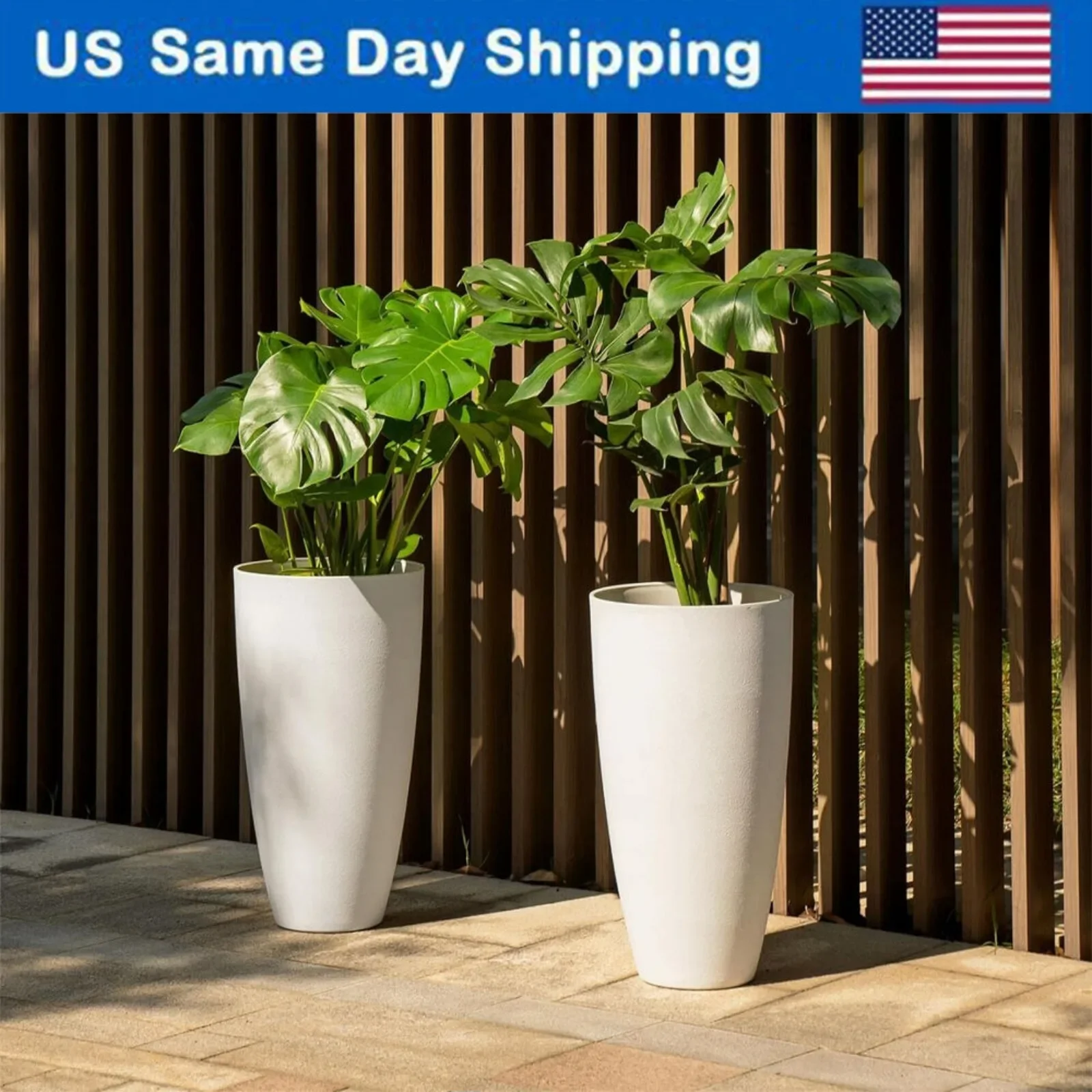 

US 12/21'' Tall Garden Planter Pot with Drainage Hole Large round Modern Resin Vase plantas cute flower pot