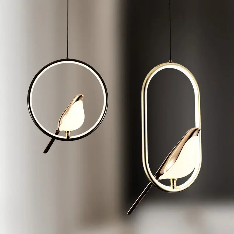 

Indoor Magpie Bird LED Cord Pendant Lights for Bedside Bedroom Luxury Postmodern Indoor Hanging Lamps Home Chandelier Lighting