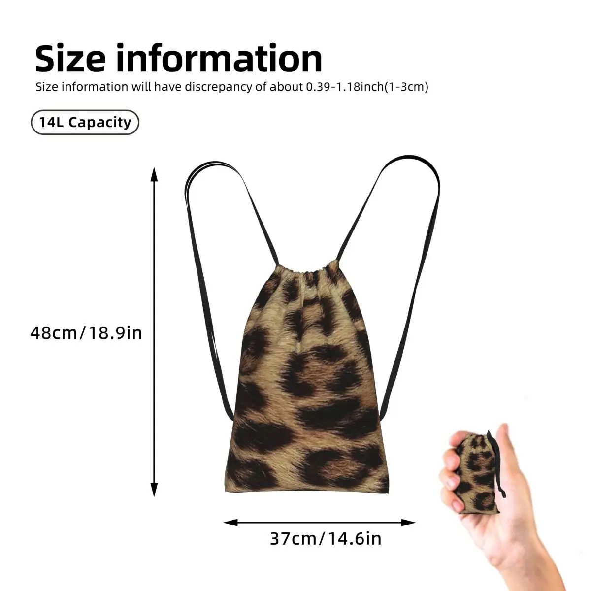 Leopard Cheetah Fur Hide Animal Fur Pattern Drawstring Backpack Sports Gym Bag Portable Travel Drawstring Bag for Men Women