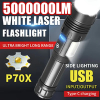 2PCS 500000LM Powerful Rechargeable Flashlight P70 High Power LED Flashlights Waterproof Torch Tactical Lantern with COB Light