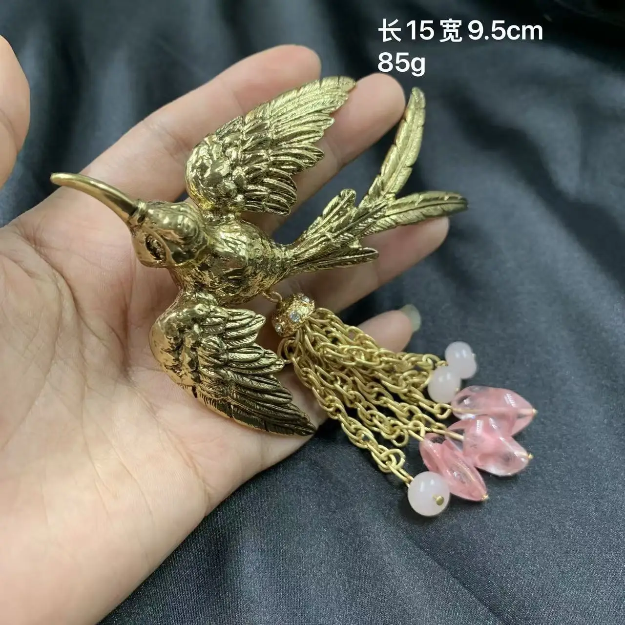Vintage Accessories Swallow Lucky Bird Brooch Tassel Earrings Metal Ear Clips Retro Jewelry Sets For Women Party Gifts