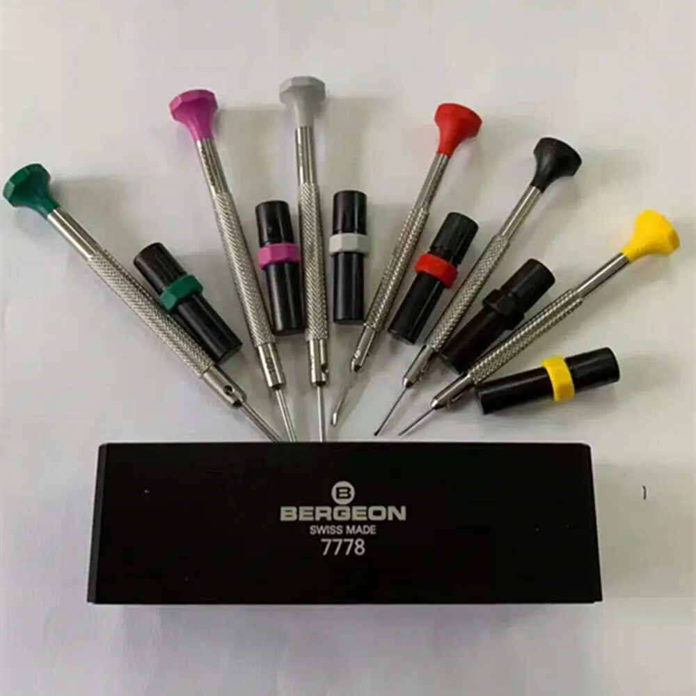 Bergeon 7778 Set of 6 Piece Screwdriver with Spare Blades and Screwdriver Stand