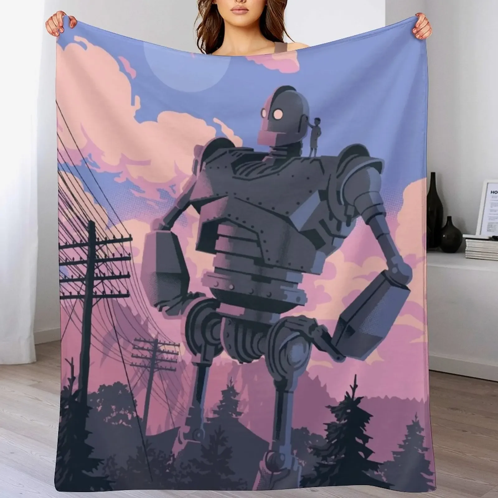 

Iron Giant Throw Blanket Soft Plush Blanket as Housewarming Gift