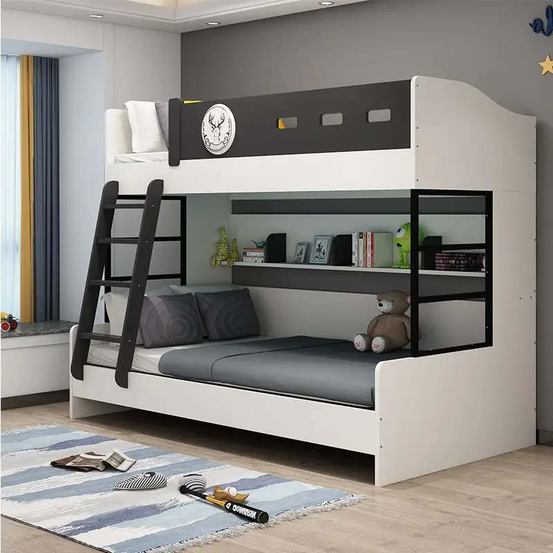 جديد قوانغدونغ فوشان الخشب الصلب سرير مرتفع ومنخفض الكبار الأطفال سرير بطابقين 1.2/1 متر عبر الحدود