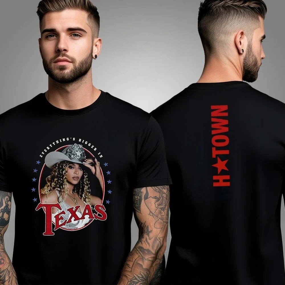 بيونسيه كاوبوي كارتر جولة أتلانتا الخوخ حفرة حصرية جديدة ميرش وجهين للجنسين تي شيرت الراقية الفاخرة لكل من الرجال والنساء