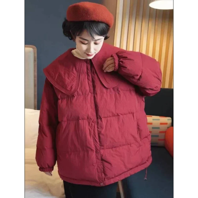 Ruffled Women Jacket Short Winter Coat Female 2024 New Quilted Jacket Fashion Loose Parkas Warm Casual Down Coat Outwears