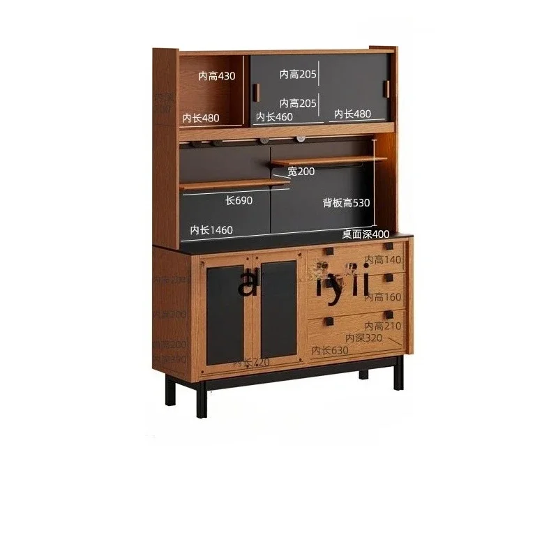 

Medieval solid wood dining side cabinet integrated furniture storage wine cabinet living room retro tea cabinet