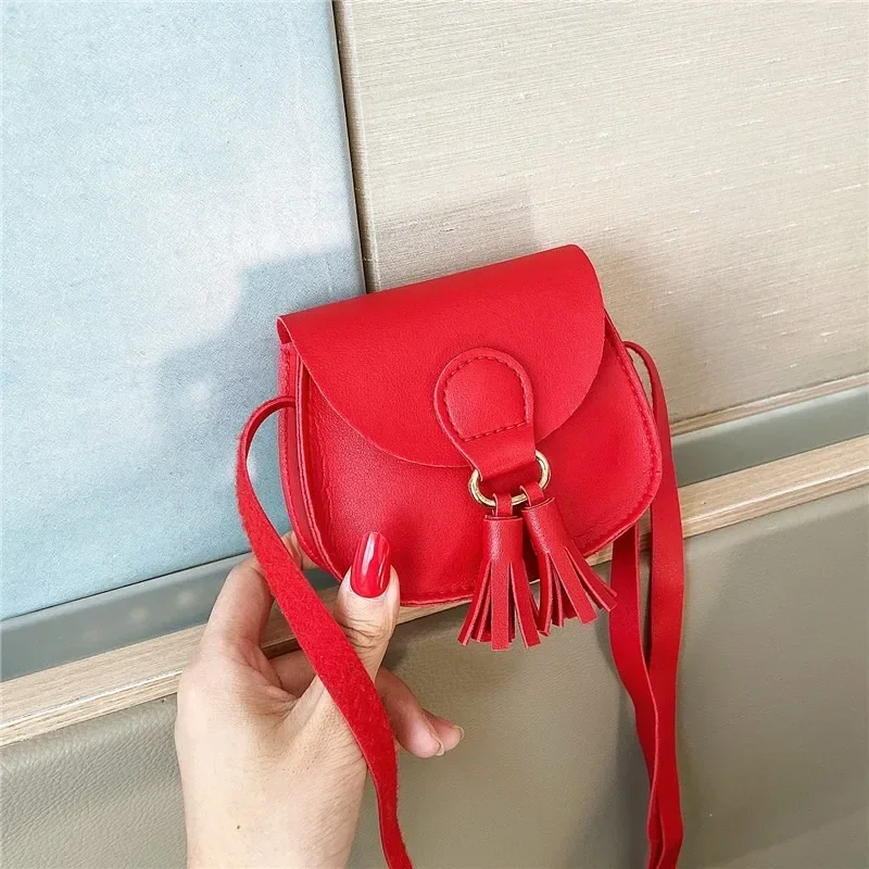 Bolsa de Ombro Pequena de Couro PU para Crianças, Princesa Acessórios, Bolsa, Bolsas, Borla, Bolsas Crossbody, Meninas Bonitas, Bebê, Crianças