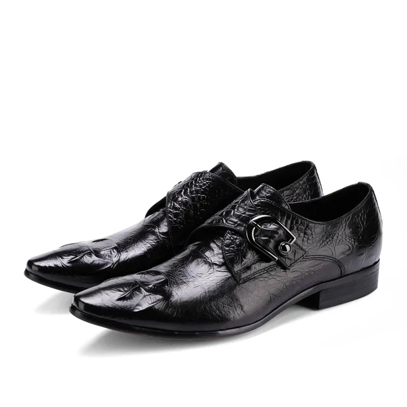 Crocodile Pattern Leather Shoes New Men's British Style Business Large Size Shoes Genuine Leather Embossed Formal Men's Shoes
