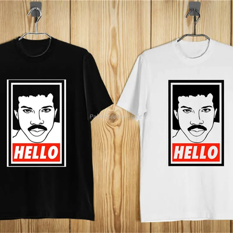 New Lionel Richie Hello Logo Men'S T-Shirt Black White 4XL 5XL New Fashion Tee Shirt men brand tshirt summer top tees