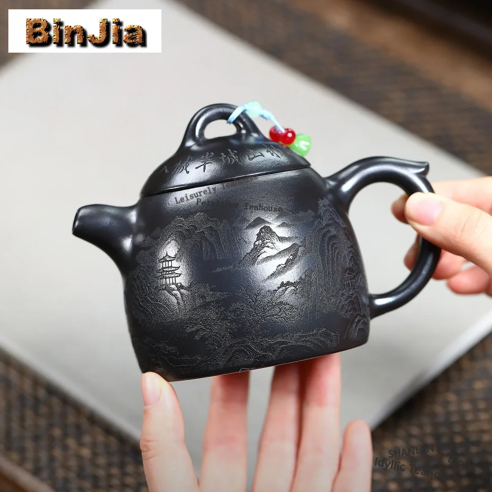 

Чайник из исинской фиолетовой глины ручной работы Qinquan, 300 мл, высококачественный, из необработанной руды Xuan Iron Stone, жёлтая глина, китайский чайный набор Zisha