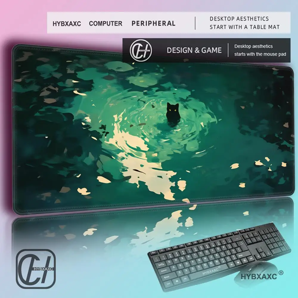 

HYBXAXC Anime black cat cute MousePad Anti-Slip Rubber Computer Gamer Desk Mat Large Gaming Long Mousepad Accessories Rug