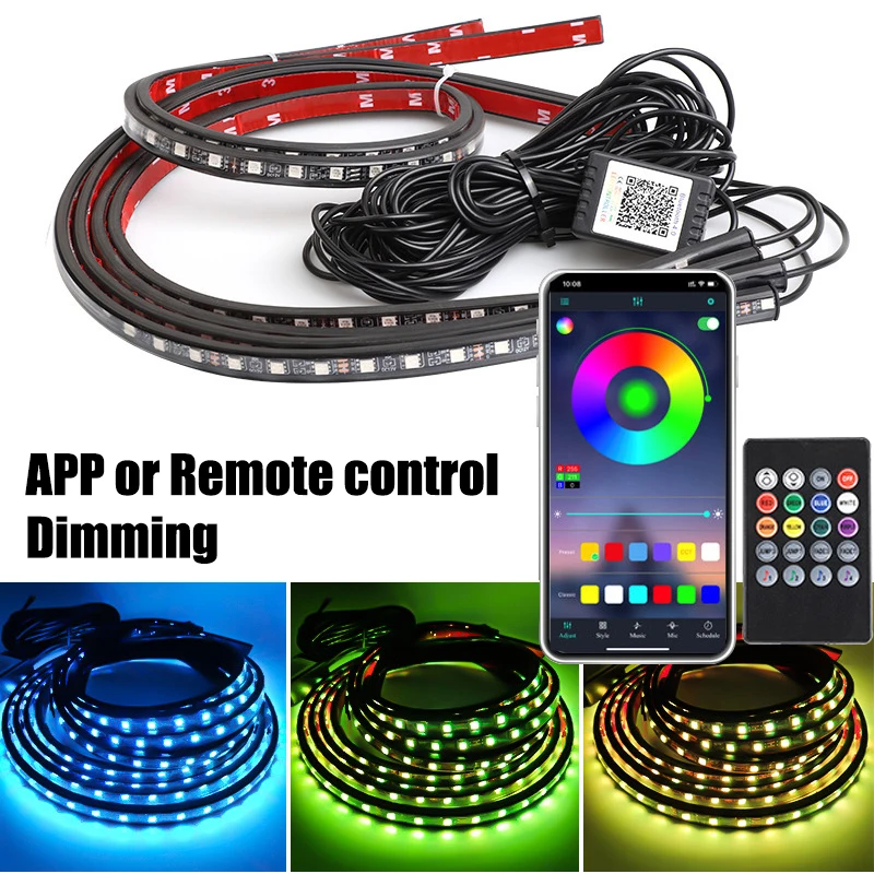 RGB Flexible LED Light bar Car Underglow Led Strip Light tubes Remote App Control Neon Lights Atmosphere Lamp Auto Decoration